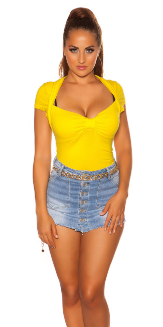 Sexy bolero top met korte mouwen geel